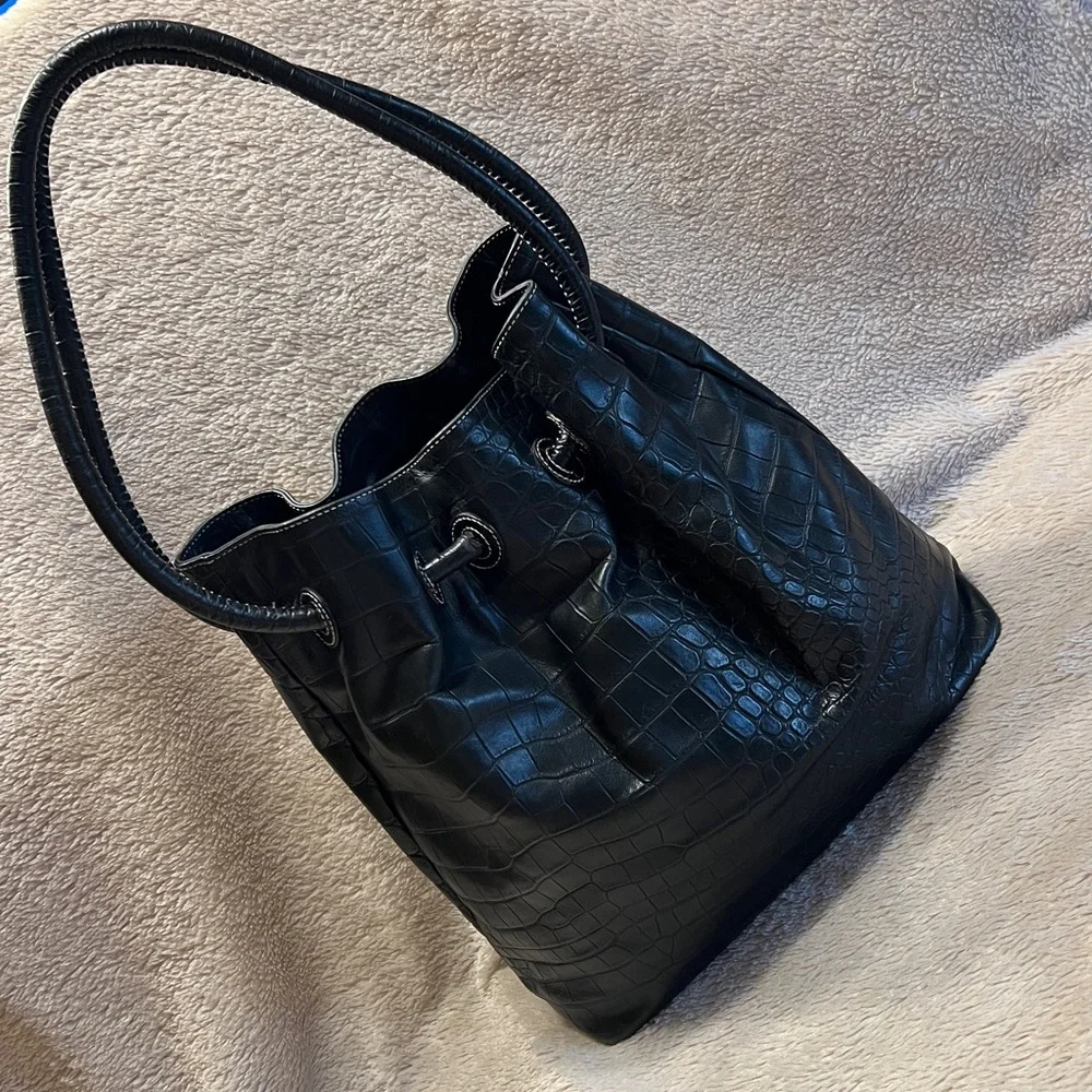 DONALD J. PLINER Crocodile Embossed Leather Bag - Picture 3 of 16